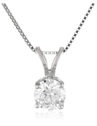18k Gold Round Diamond Solitaire Pendant Necklace (1/2 ct, H-I Color, SI1-SI2 Clarity), 18"