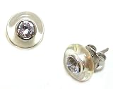 Angelique De Paris Bon Bon Platinum Rhodium Finish Resin CZ Stud Earrings in Clear