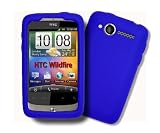 HTC Wildfire BEE, 6225 4G BLUE Silicone Case, Rubber Skin Cover, Soft Jelly Housing Plus White Wristband