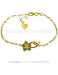 Single Flower Bracelet with Peridots and Citrines in 14k Yellow Gold