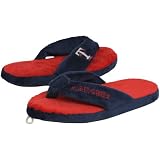 MLB Texas Rangers Navy Blue-Red Plush Unisex Thong Slippers (X-Large)