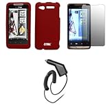 EMPIRE Red Rubberized Hard Case Cover + Screen Protector + Car Charger (CLA ....