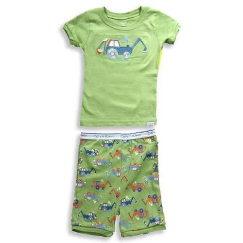 Calvin Klein â€“ Toddler Boys Short Sleeve Shortie Pajamas, Green 