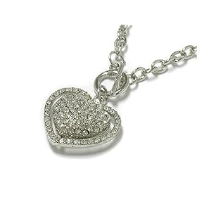 Silver Crystal Double Heart Toggle Necklace Jewelry thumbnail