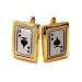 ACE OF SPADES GAMBLERS GOLD TONED CARD BOXED CUFFLINKS