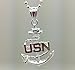 US Navy Necklace - Large United States Military Jewelry Pendant - US Navy Gifts For Men and Women - USN Stainless Steel Charm On Chain - 20