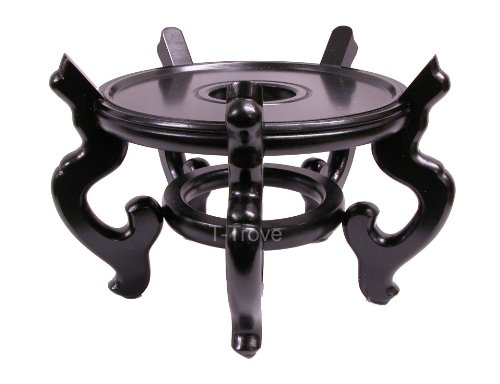 Fish Bowl Wooden Stand Black 10 Inches