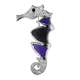 Pugster Purple And Black Seahorse Animal Brooches Pin