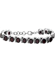 Faceted Garnet Bracelet - Sterling Silver