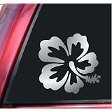 Hibiscus Hawaiian Flower Vinyl Decal Sticker - Shiny Chrome