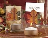 Fall Leaf TeaLight and Place Card Holder with Autumn-themed Gift Box Set of 4 (Set of 12) - Baby Sho