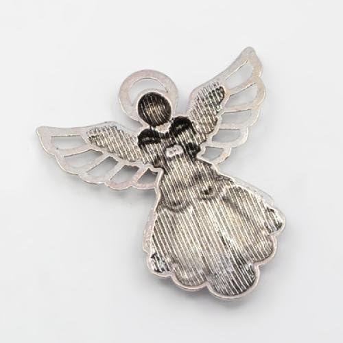 Pandahall 5 Pcs 42.5x40x3mm Antique Silver Angel Tibetan Style Alloy Pendants, Lead Free and Cadmium Free and Nickel Free