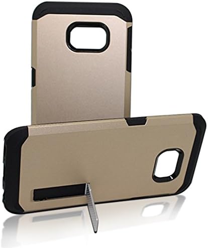 Samsung Galaxy S6 Edge Armor Case, Gold, Silver, Black &amp; Grey - Heavy Duty - EXTREME PROTECTION - Tough, Hard Wearing Case by Foxx Electronics (Gold)