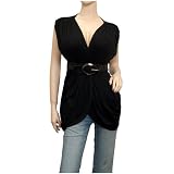 Plus-size Low Cut V-Neck Tunic Top Black
