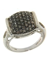 Samuel B. Sterling Silver Pave Set Mocha Diamond Square Ring (8)