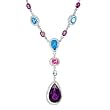 Necklace With 43.21ctw Clean Diamonds, Created Sapphire, Aquamarine, Amethysts, Citrines, Topazes Crafted in 14K Two tone Gold. Total item weight 29.7g Length 16in