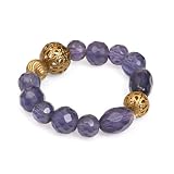 Glass and Brass Beads, Elastic Purple Elastic Bracelet Facets of Change Elastic Bracelet [Purple]