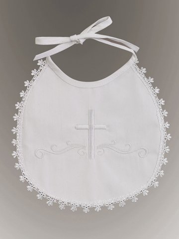 White Embroidered Cotton Christening Baptism Bib White Embroidered Cotton Christening Baptism Bib