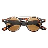 Old-School Small Retro Steampunk Circle Flip Up Glasses |Sunglasses