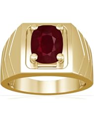 18K Yellow Gold Cushion Cut Ruby Solitaire Ring