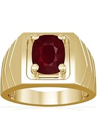 14K Yellow Gold Cushion Cut Ruby Solitaire Ring