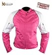 Women's Pink and White Armored Cordura Motorcycle Jacket