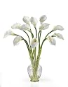 Silk Artificial Flower Arrangement - Calla Lilly Liquid Illusion-Cream