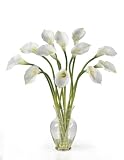 Silk Artificial Flower Arrangement - Calla Lilly Liquid Illusion-Cream
