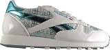 Reebok Women's Classic Leather Scratched Retro Shoes,White/Neon Blue/Seagull,5 M