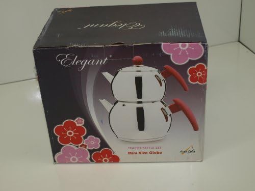 ELEGANT Stainless Steel Mini Size Globe Turkish Teapot Kettle Set