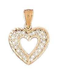 Dazzlers Solid 14k Gold Filigree Heart Charm Pendant Available in three colors from jewelsberry (weights: 11 grams only)