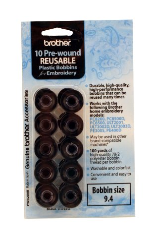 Brother PWB200B Prewound Embroidery Bobbin Thread 10pc Black