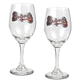 MLB Braves 14 Oz Wine Glass (Set Of 2)