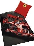 Global Labels G 10 600 F22 100 Renforce Bettwaesche FERRARI Race II 135 x 200 cm Bettbezug und 80 x 80 cm Kissenbezug
