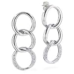 Sterling Silver Diamond Three-Circle Earrings