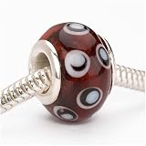 Murano Style Glass Lampwork Bead Fits Pandora Red Bullseye 14mm (1)