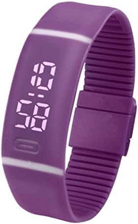 OUBAO Rubber LED Date Sports Digital Wrist Watch Purple