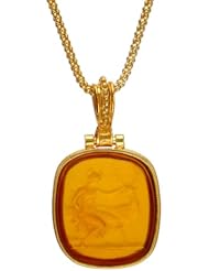 Sterling Silver Italian Yellow Gold Plated with Venetian Glass Pendant Necklace, 18"