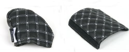1 Set of White/Black Leather Automatic Gear Shift Knob & Handbrake Covers