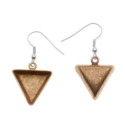 Amate Studio Antiqued Brass Triangle Bezel Earrings With Hooks 19x21mm (1 Pair)