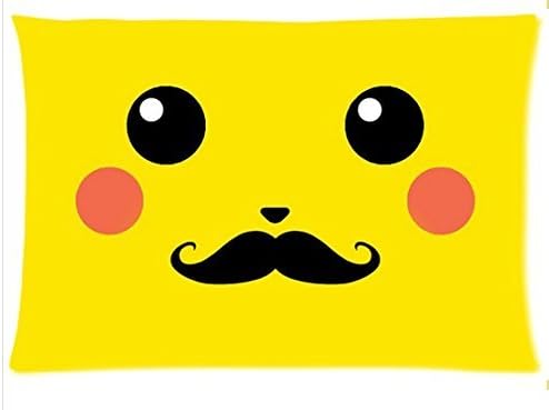 1Croninoutlet Personalized Mustache Pikachu Smile Background Pillowcase Standard 20x30 Inch one Sides Pillow Cover