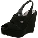 MIA Women's Olivia Platform Wedge,Black Suede,8 M US