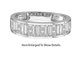 Beautiful 14K. White Gold Ladies 1.00 ctw. Baguette And Princess Cut Diamond Band