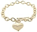 Designer Inspired Gold Heart Charm Toggle Bracelet Links Of Love