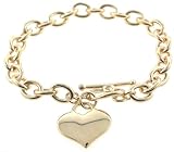 Designer Inspired Gold Heart Charm Toggle Bracelet Links Of Love