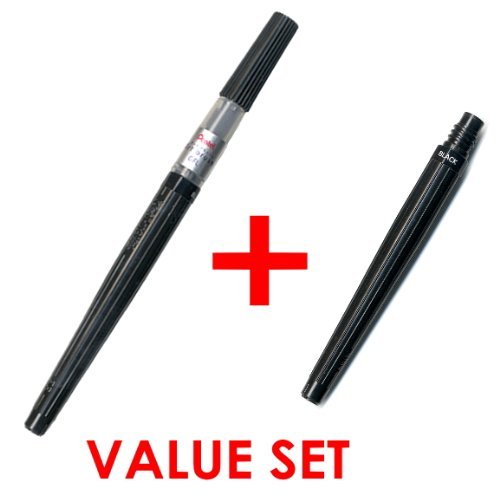 Pentel arts- color brush pen black ink pen & ink refill value…