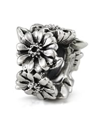 Genuine Ohm Beads (TM) Product. 925 Sterling Silver Daisy Garden European Spacer Bead Charm. 100% Satisfaction Guaranteed.