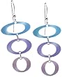 Barbara MacCambridge Iridescent Color Changing Mauve & Lavender Dangle Earrings on 925 Sterling Silver Earwire By Adajio