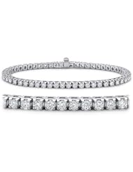 Round Brilliant Diamond 4 Prong Square Look 14K White Gold Tennis Bracelet (4.8 cttw, F-G Color, SI2 Clarity),7.25 Inch