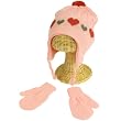 Winter Toddler Girls 2-4 Years Knit Ski Trapper Beanie Hat with Mittens Gloves Set Pink